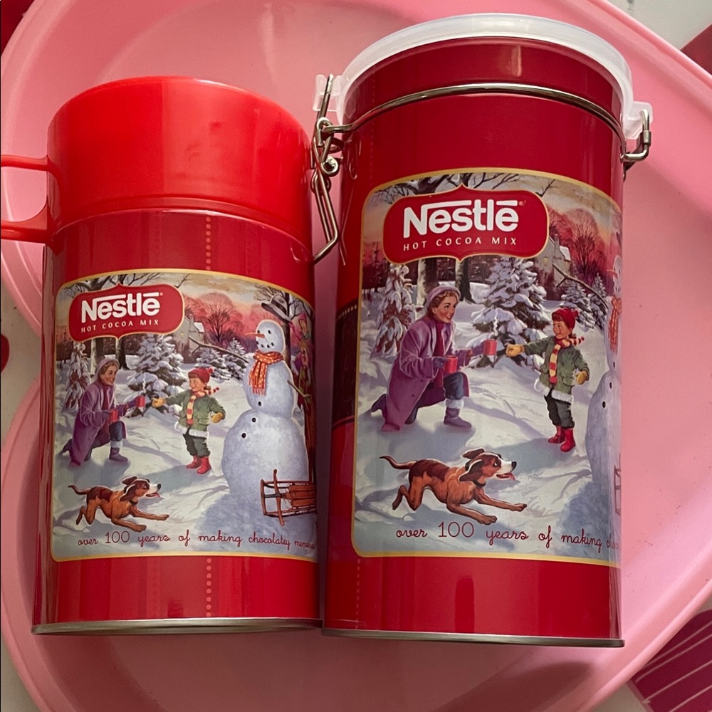 NESTle Red Hot Cocoa Mix Storage and thermas